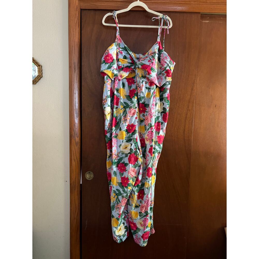 Old Navy Floral Jumpsuit Plus Size 3X Smocked Back Wide Leg Romper